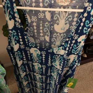 Lilly Pulitzer Mello Dress Get in Line Indigo. LG
